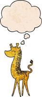 cartoon giraffe and thought bubble in grunge texture pattern style vector