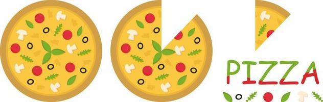 Pizza vector set. Slices of pizza on a white background