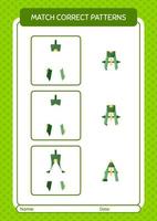 Match pattern game with bow compass. worksheet for preschool kids, kids activity sheet vector