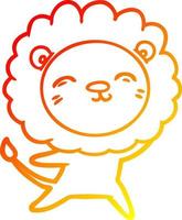 warm gradient line drawing cartoon lion vector