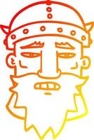 warm gradient line drawing cartoon viking face vector