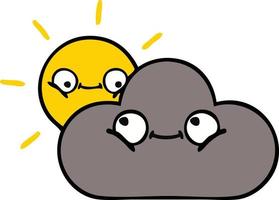 cute cartoon storm cloud and sun vector