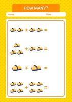 How many counting game with chalkboard eraser. worksheet for preschool kids, kids activity sheet vector