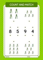 Count and match game with bow compass. worksheet for preschool kids, kids activity sheet vector