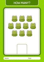 How many counting game with backpack. worksheet for preschool kids, kids activity sheet vector