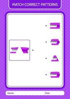 Match pattern game with stapler. worksheet for preschool kids, kids activity sheet vector