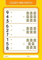 Count and match game with school bus. worksheet for preschool kids, kids activity sheet vector