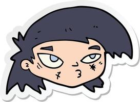 sticker of a cartoon scratched up face vector