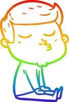 rainbow gradient line drawing cartoon model guy pouting vector