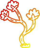 warm gradient line drawing cartoon wildflower vector