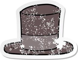 distressed sticker of a cartoon top hat vector