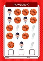 How many counting game with summer icon. worksheet for preschool kids, kids activity sheet vector