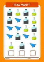 How many counting game with summer icon. worksheet for preschool kids, kids activity sheet vector