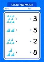 Count and match game with triangle ruler. worksheet for preschool kids, kids activity sheet vector