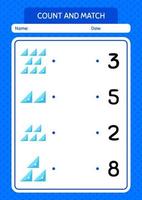 Count and match game with triangle ruler. worksheet for preschool kids, kids activity sheet vector