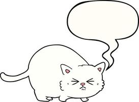 cartoon angry cat and speech bubble vector