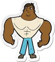 sticker of a cartoon body builder vector