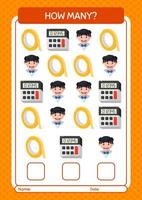 How many counting game with summer icon. worksheet for preschool kids, kids activity sheet vector