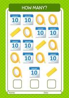 How many counting game with summer icon. worksheet for preschool kids, kids activity sheet vector