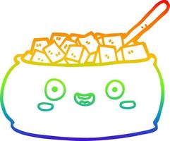 rainbow gradient line drawing cute cartoon bowl of sugar vector