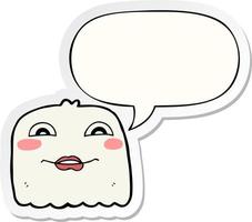 cartoon ghost and speech bubble sticker vector