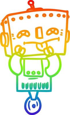 rainbow gradient line drawing cartoon robot