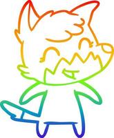 rainbow gradient line drawing happy cartoon fox vector