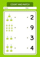 Count and match game with chemical bottle. worksheet for preschool kids, kids activity sheet vector