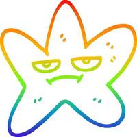 rainbow gradient line drawing cartoon star fish vector