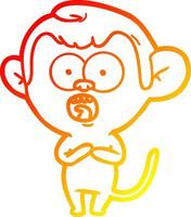 warm gradient line drawing cartoon shocked monkey vector