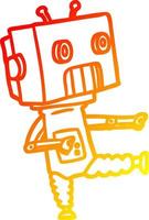 warm gradient line drawing cartoon robot vector