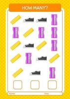 How many counting game with summer icon. worksheet for preschool kids, kids activity sheet vector