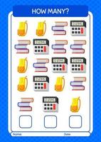 How many counting game with summer icon. worksheet for preschool kids, kids activity sheet vector