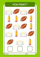 How many counting game with summer icon. worksheet for preschool kids, kids activity sheet vector