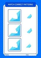 Match pattern game with triangle ruler. worksheet for preschool kids, kids activity sheet vector