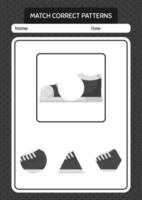 Match pattern game with shoes. worksheet for preschool kids, kids activity sheet vector