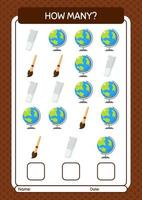 How many counting game with summer icon. worksheet for preschool kids, kids activity sheet vector