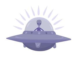 Alien in flying saucer vector