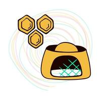 Beekeeping objects, colorful composition vector