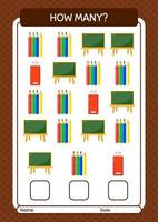 How many counting game with summer icon. worksheet for preschool kids, kids activity sheet vector