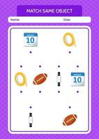 Match with same object game summer icon. worksheet for preschool kids, kids activity sheet vector