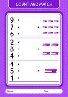 Count and match game with stapler. worksheet for preschool kids, kids activity sheet vector