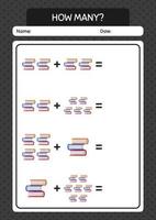 How many counting game with book. worksheet for preschool kids, kids activity sheet vector