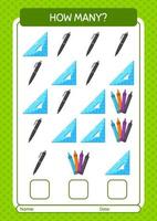 How many counting game with summer icon. worksheet for preschool kids, kids activity sheet vector