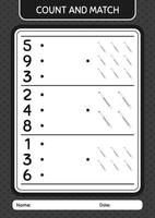 Count and match game with whiteboard marker. worksheet for preschool kids, kids activity sheet vector