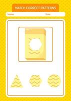 Match pattern game with note. worksheet for preschool kids, kids activity sheet vector