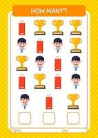 How many counting game with summer icon. worksheet for preschool kids, kids activity sheet vector