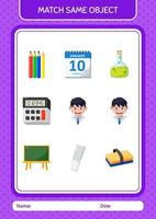 Match with same object game boy. worksheet for preschool kids, kids activity sheet vector