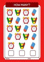 How many counting game with summer icon. worksheet for preschool kids, kids activity sheet vector