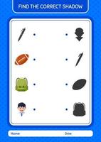 encuentra el juego de sombras correcto con el icono de verano. hoja de trabajo para niños en edad preescolar, hoja de actividades para niños vector